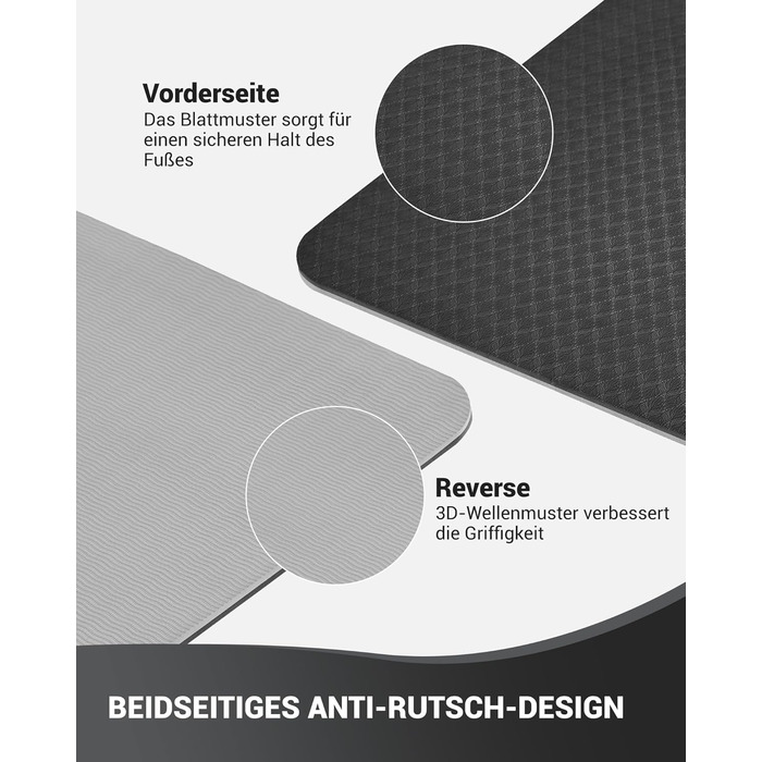 Йога мат для жінок Good Nite: неслизька поверхня, товщина 6 мм, 183x61 см, сірий/чорний, з ручкою для перенесення, TPE, для йоги, пілатесу, фітнесу