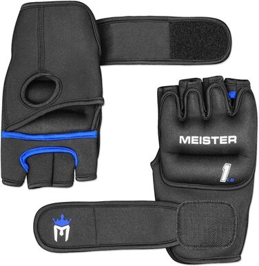 Неопренові вагові рукавички Meister Elite 0,5 кг для кардіо, чорні/сині, 2 шт.