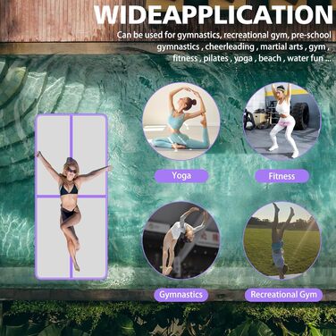 Надувний килимок для гімнастики BPB з електричним насосом. 10ft (300x100x10cm) - тренажер для акробатики, дому, спортзалу, йоги, пляжу та інших видів спорту