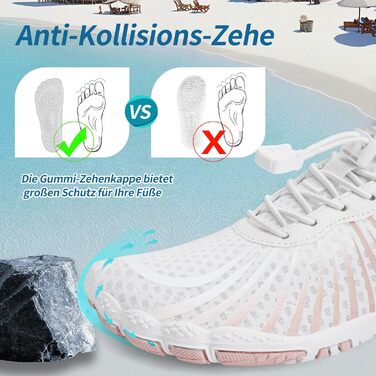 Водні шкарпетки WateLves: унісекс, для чоловіків та жінок, швидко сохнуть, з антиковзкою підошвою та широкою носовою коробкою. Білий, оранжевий, 39 EU