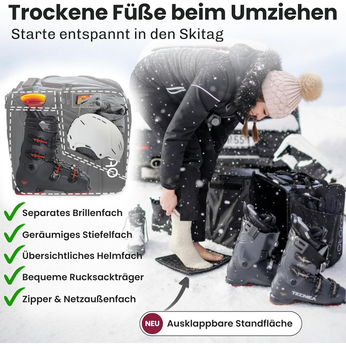 Чохол для лижних черевиків Otaro з відділенням для шолома | Сумка для лиж, шолома та аксесуарів | Водонепроникний, міцний, сірий (57L)