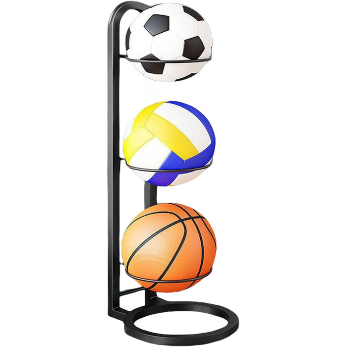 Стійка для зберігання м'ячів: баскетбол, футбол, волейбол. Металева, багаторівнева, біла