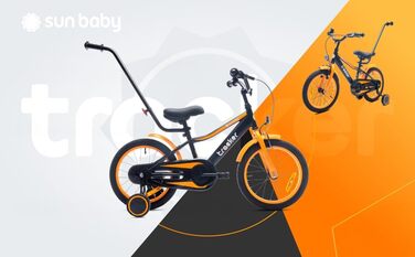 Дитяче велосипед Sun Baby Tiger Tracker 14/16 дюймів для хлопчиків. Легкий, з додатковими колесами та штовхачем, 2-6 років. BMX, блакитний.