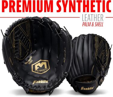 Рукавиця для бейсболу та софтболу Franklin Sports Field Master (Права рука, 33 см, Чорно-золота)