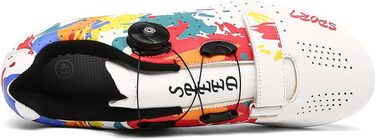 Велотуфлі чоловічі/жіночі, яскраві з принтом графіті, для шосе та гірського велосипеда, з гумовою підошвою, дихаючі кросівки, неслизькі велотуфлі MTB, 38 EU, білі