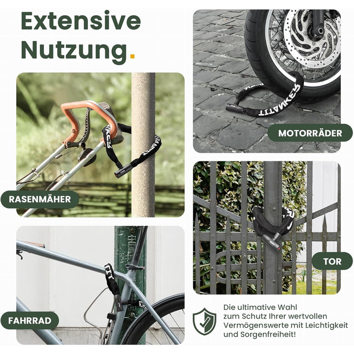 Замок для велосипеда Titanker, висока безпека, ланцюговий замок для дітей, проти крадіжок, з 2 ключами, 950мм x 6мм