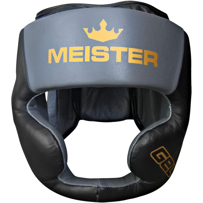 Чоловічий захисний шолом Meister MMA для боксу та муай-тай, гелевий Fullface, чорний/сірий, розмір XXL