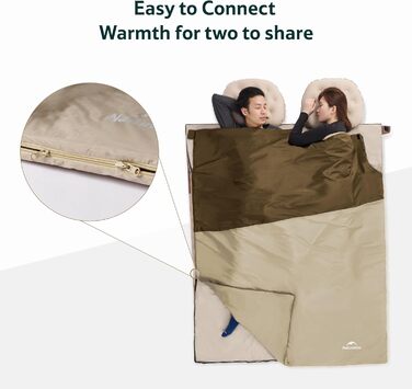 Спальний мішок Naturehike Ultraleicht: ультралегкий, 680/760г, для 3 сезонів, 190x75/205x85 см, для походів, рюкзаків, кемпінгу, 15°C, темно-коричневий/світло-коричневий-XL