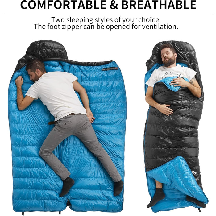 Спальний мішок Naturehike CW400 ультралегкий пуховий для дорослих, 650FP, -11°C—6°C, з водонепроникним компресійним мішком, для походів, велопоїздок, кемпінгу