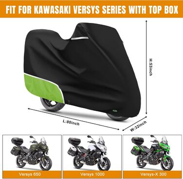 Водонепроникний чохол для мотоцикла 420D Oxford, сумісний з Kawasaki Z900, Z1000, Z750, ER6N, Z800, Versys 650 (без багажника)