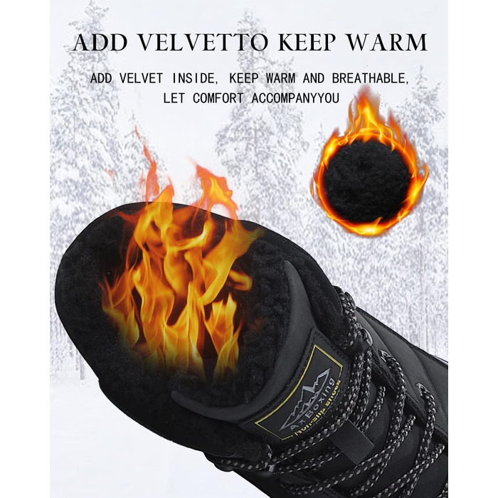 Чоловічі зимові черевики ARRIFGO BELLO - зимові черевики, черевики для хайкінгу, трекінгові черевики, утеплені, антиковзаючі, чорні, розмір 41-46 EU