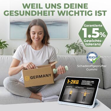 Набір гантелей HQ Germany® 0.5 кг (2 шт) для фітнесу та Pilates, пастельні кольори, Misty Mint - ідеально для дому