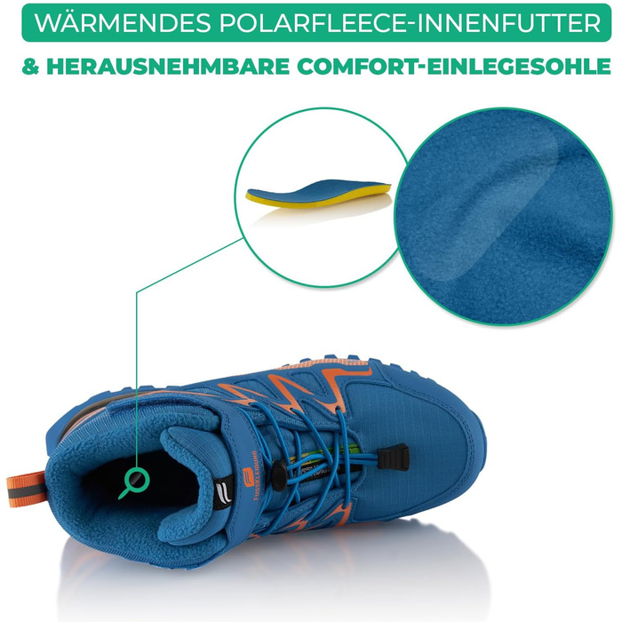 Зимові чоботи для жінок та чоловіків, водонепроникні, з утеплювачем, туристичні (39 EU, синій/оранжевий)