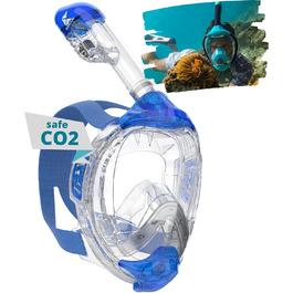 Маска для снорклінгу Khroom Seaview Y для дорослих і дітей, повнолицева, CO2-безпечна, розмір L-XL, світло-блакитна