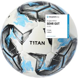 М'яч для футболу T1TAN Gr. 5 для клубів - ігровий + тренувальний м'яч для чоловіків та жінок, розмір 5 - термозв'язаний, безшовний, синій, чорний, білий