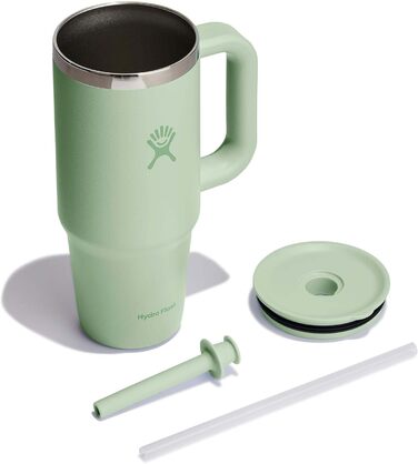Термочашка HYDRO FLASK 709 мл з кришкою та трубочкою, нержавіюча сталь, вакуумна ізоляція, захист від проливання, колір алое
