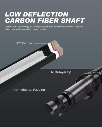 CRICAL Більярдний кий з карбонового волокна, 147,3 см, професійний, з'єднання 3/8 x 8, наконечник 12,5 мм (COWCUE-02 Set)