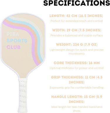 Професійна ракетка для піклболу PIBA Sports PRO Club Pro Series T700, T700 карбон, 16 мм стільникова основа, шорстка поверхня для топ-спіну, подовжена ручка, легка та точна, для досвідчених і професіоналів