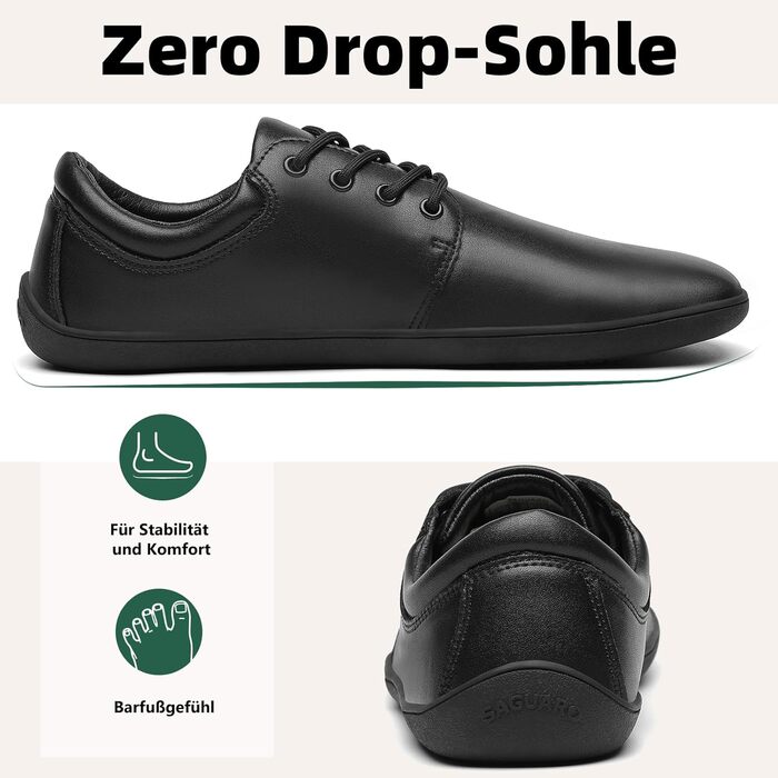 Чоловічі тапочки-балетки Saguaro Noble II - легкі, з широкою переднячкою та Zero-Drop підошвою, розмір 36-48 (Чорний, 47 EU Weit)