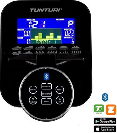 Велотренажер Tunturi FitCycle 70i/50i з LCD-дисплеєм, 32 рівнями навантаження, додатками Zwift та Tunturi Routes, сенсором пульсу, для дому, до 150 кг