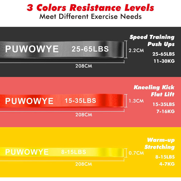 Набір еластичних стрічок для фітнесу, 3 рівні опору, з дверними фіксаторами, ручками, чохлом, сумкою та інструкцією. Стрічки для фітнесу/йоги/силових тренувань. Кольори: синій, зелений, фіолетовий, чорний, червоний, жовтий