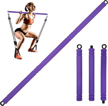 Тренувальна стійка Topfinder з еспандерами, портативний Pilates Bar для фітнесу, силових вправ, йоги, домашніх тренувань, фіолетова