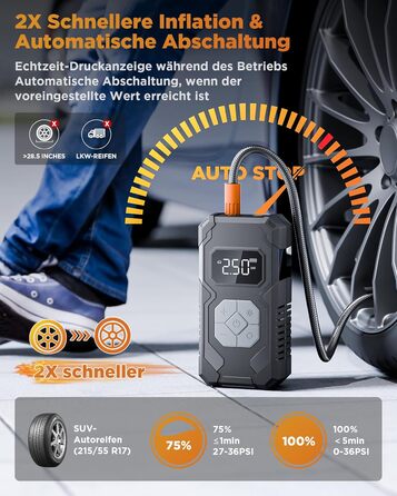 Електричний компресор для шин 150 PSI: насос для авто, велосипеда, мотоцикла, м'ячів (сірий)
