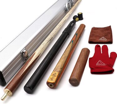 CUESOUL 57' Ручний снукерний кий з 3/4 суглобом та міні-подовжувачем для кінця, в кейсі з алюмінію Karella D304