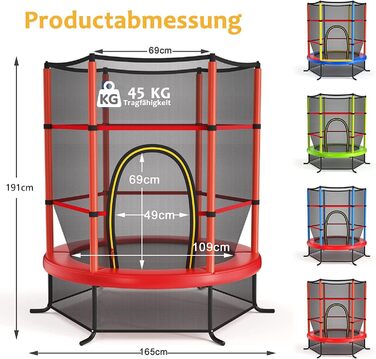 Батут GOPLUS Indoor з сіткою безпеки, дахом, сталевою конструкцією, стрибучою поверхнею, для саду, круглий, до 135 кг, Ø165 x 191 см
