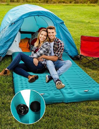 Надувна туристична матрац Yissvic Isomatte з самонадуванням, для кемпінгу, пікніків та подорожей, блакитна