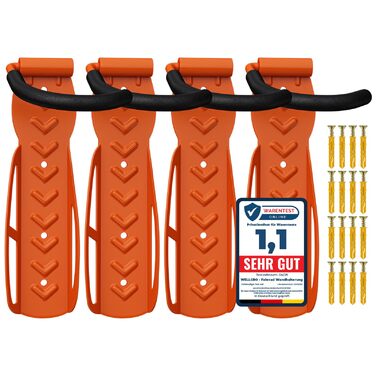 WELLGRO Тримач для велосипеда на стіну - сталевий кріплення, гачок, стійка - колір на вибір (Оранжевий)