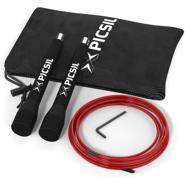 Скакалка PICSIL PROFI - регульований, зі сталевим тросом, ергономічні ручки, для крос-тренінгу, фітнесу та Double Unders