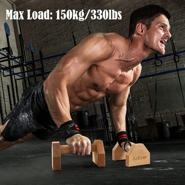 Паралелети дерев'яні для віджимань та стійки на руках Calisthenics 20 см, нековзні ручки для тренувань, преміум-якість