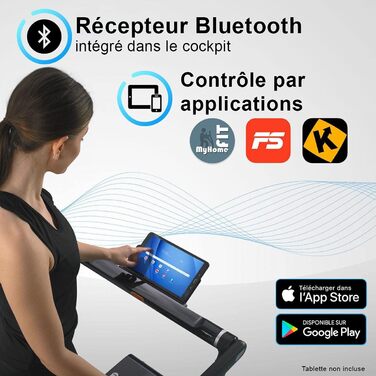 Бігова доріжка MAXXUS M8 електрична, 2 к.с., 12 км/год, складна, 125x45 см, Bluetooth, LCD, керування через додаток, ролики, тримач для планшета, червона/срібляста/бронзова — фітнес-тренажер для дому та офісу