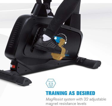 Велотренажер Capital Sports Evo Heimtrainer Bluetooth, магнітний, 32 рівня, ергометр, тримач для планшета, пульсометр, додаток, чорний