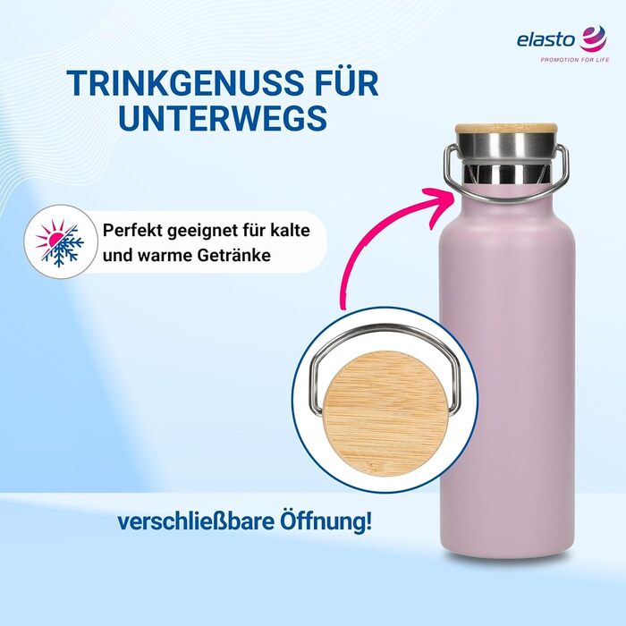 Сталева термофляка 500 мл з ручкою, фіолетового кольору: ізольована, не протікає, для роботи, спорту та піших прогулянок