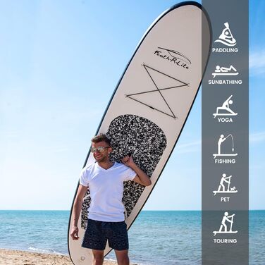 Надувна SUP-дошка FunWater з аксесуарами для дорослих, весло, помпа, рюкзак, ліш, водонепроникна сумка, чорна