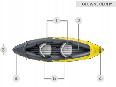 Надувний двомісний каяк Intex Explorer з веслами та насосом