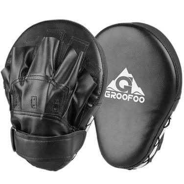 Боксерські лапи GROOFOO з подвійним наповненням для кікбоксингу, MMA та тайського боксу, тренувальні пади для дітей та дорослих, чорні