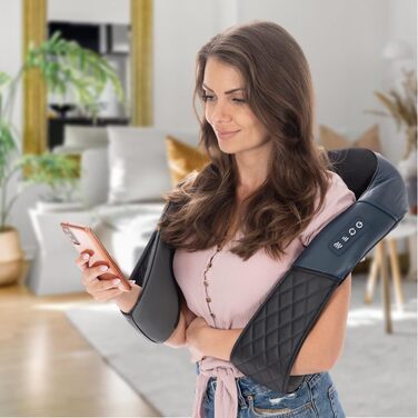 Масажер Fitleap для шиї, спини та плечей, шіацу з інфрачервоним підігрівом, провідний, темно-синій, для зняття м'язового болю