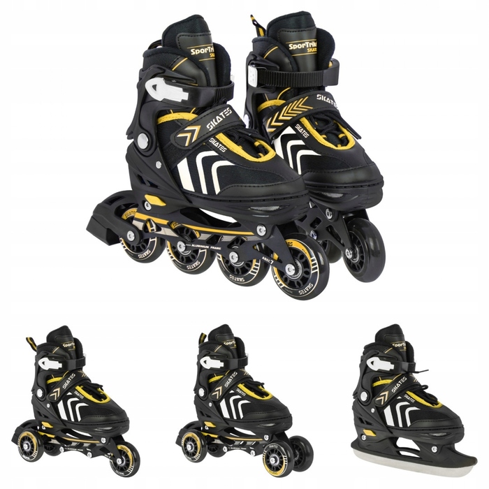 Дитячі роликові ковзани SporTrike, регульовані (розмір 29-33), чорно-жовті, 4 колеса 85A