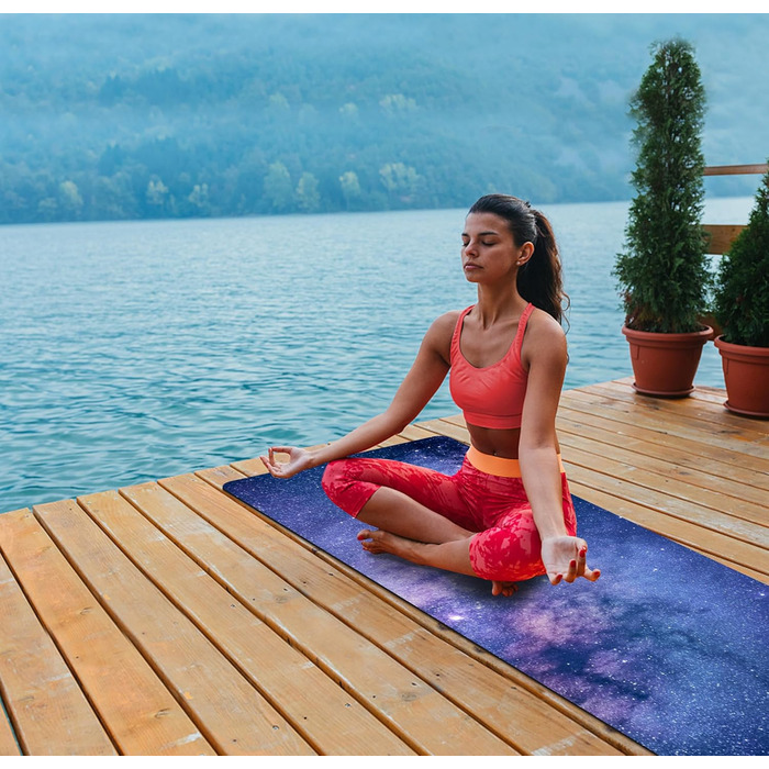 Yogamat Nuveti з натуральної замші та каучуку, 183x61 см, для йоги, пілатесу та фітнесу, з сумкою