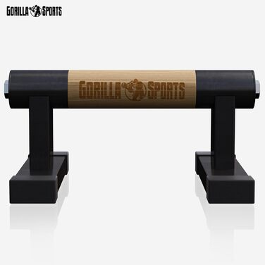Ручки для віджимань Gorilla Sports® (2 шт) дерев'яні/сталеві, до 300 кг, з сумкою - для калістеніки, парних віджимань, стійки на руках