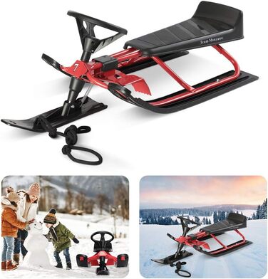 Дитячий санний боб Monzana SR 400red - 75 кг, з гальмом, спинкою та ручкою