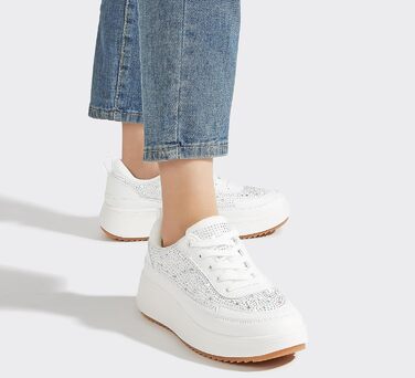 Кросівки жіночі Lucky Step на платформі з камінням, білі - стильні кежуал для прогулянок