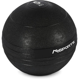 MSPORTS Slam Ball Premium, медичний м'яч 5 кг, чорний, для фітнесу, кросфіту, силових тренувань