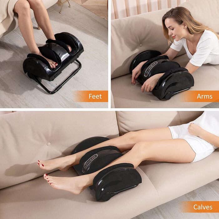 Електричний  масажер для ніг і литок  Snailax Shiatsu з підігрівом, роликовий масажер для зняття болю, подарунок для чоловіків та жінок, чорний