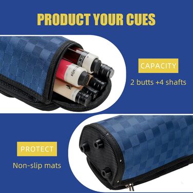 Чохол для більярдних куль KONLLEN: 6 відділень, ручна робота, 2 кишені для бут, 4 аксесуари, 6 кольорів (блакитний)