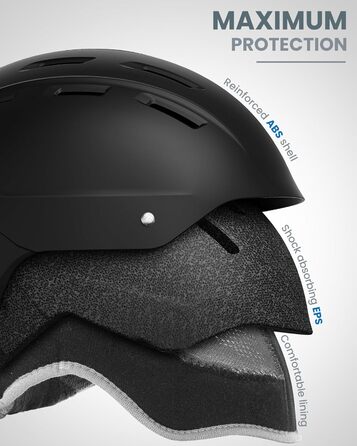 Шолом OutdoorMaster Kelvin II унісекс для гірськолижного спорту та сноуборду, чорний мат, вентиляція, 54-58 см