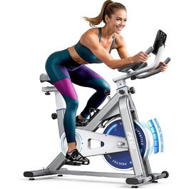 Велотренажер FYSIQ Heimtrainer, 300 Вт, 150 кг, дисплей RPM, тримач для планшета, білий